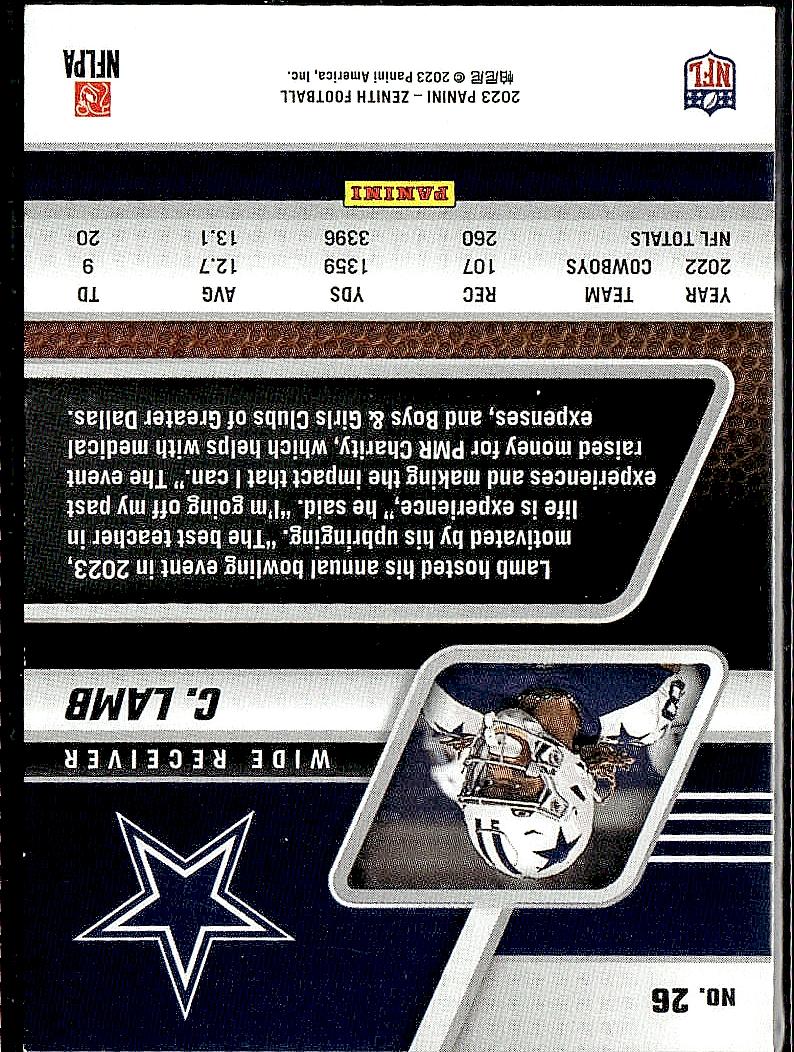 2023 Panini Zenith #26 CeeDee Lamb Retail