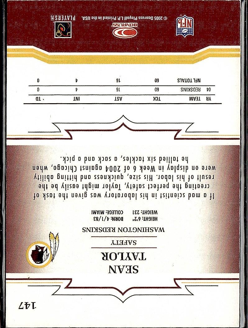 2005 Donruss Throwback Threads #147 Sean Taylor