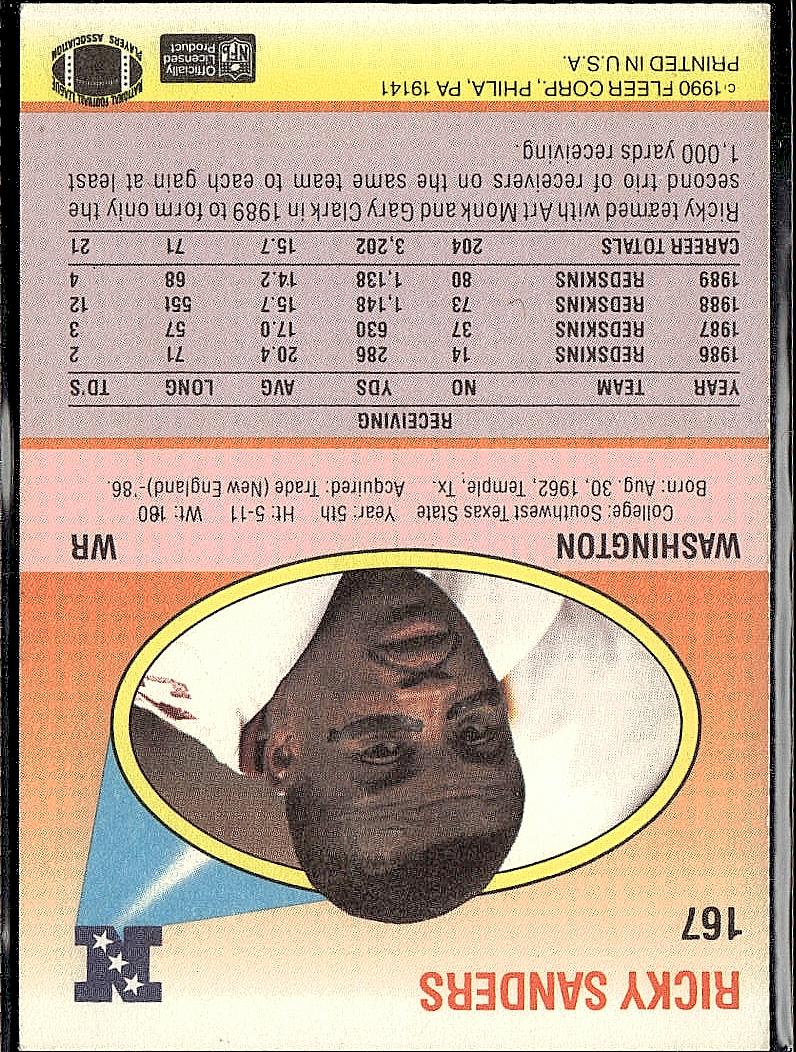 1990 Fleer #167 Ricky Sanders
