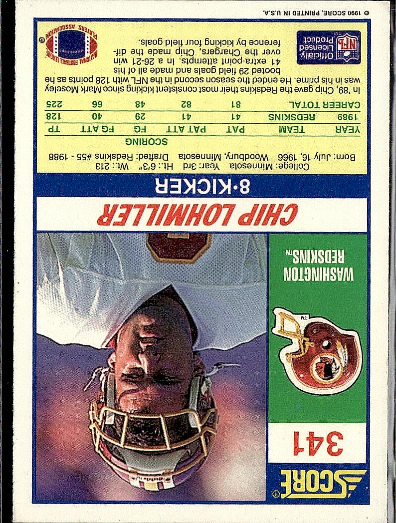 1990 Score #341 Chip Lohmiller