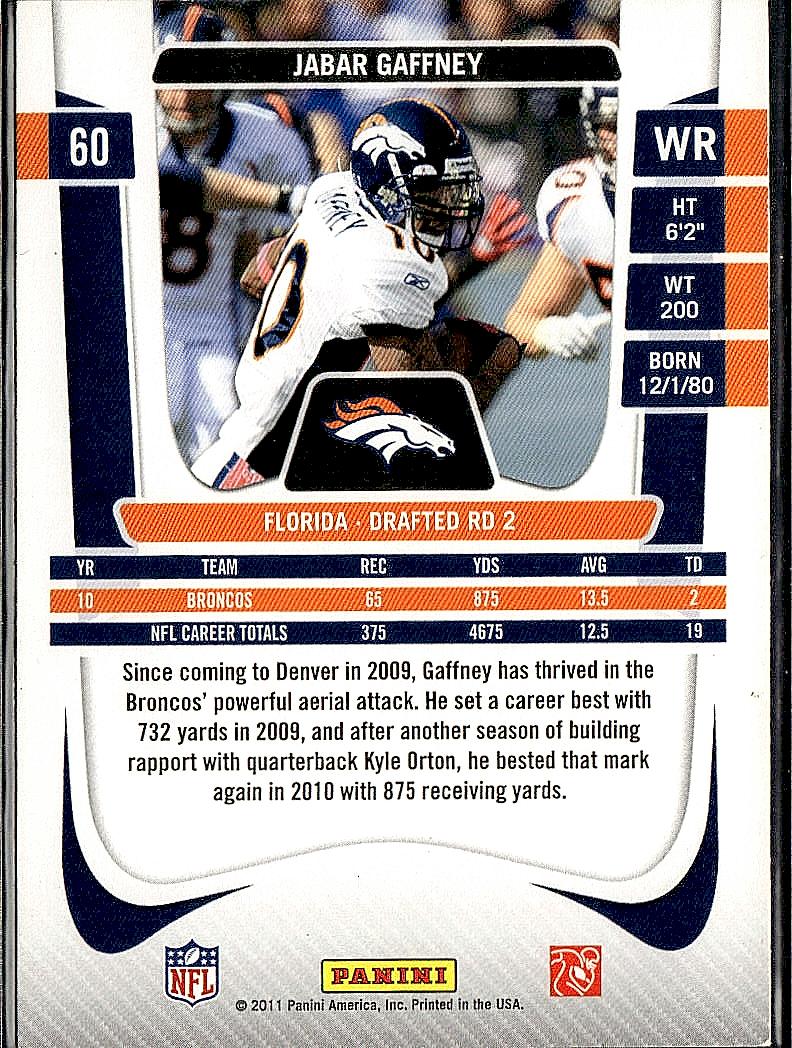 2011 Panini Prestige #60 Jabar Gaffney