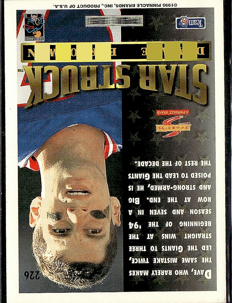1995 Score #226 Dave Brown Promotional Backs