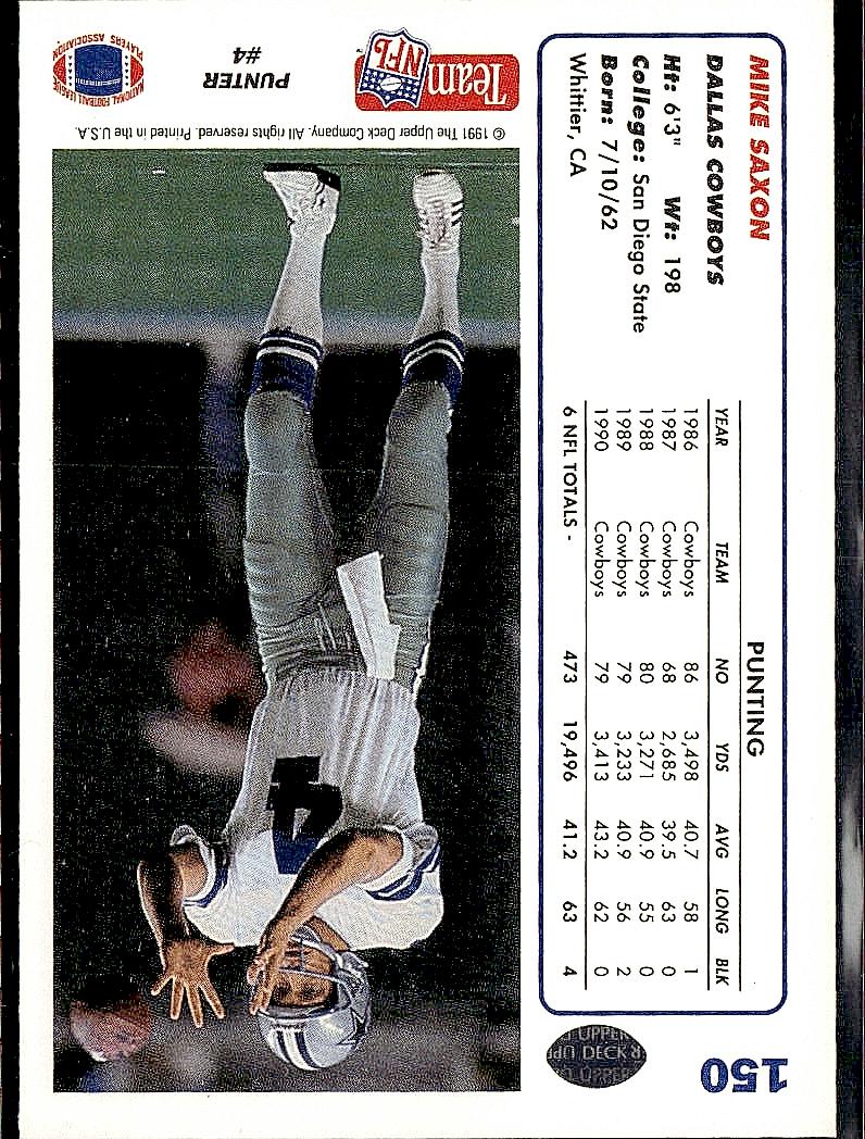 1991 Upper Deck #150 Mike Saxon