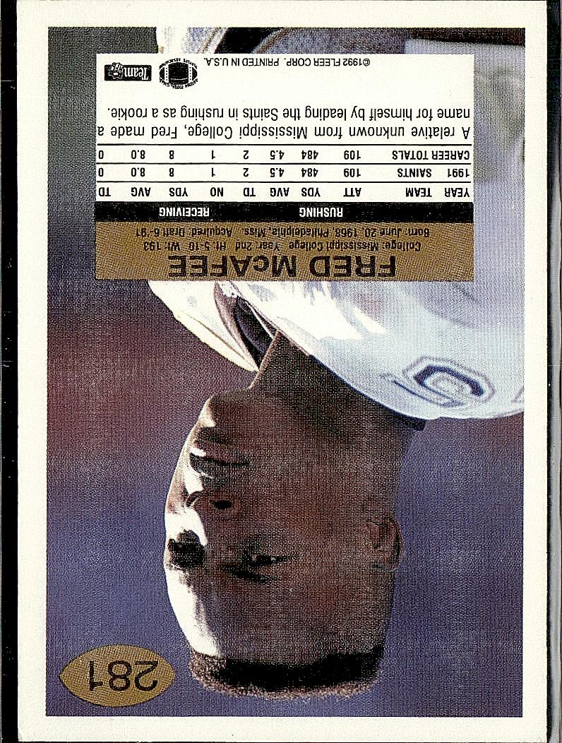 1992 Fleer #281 Fred McAfee