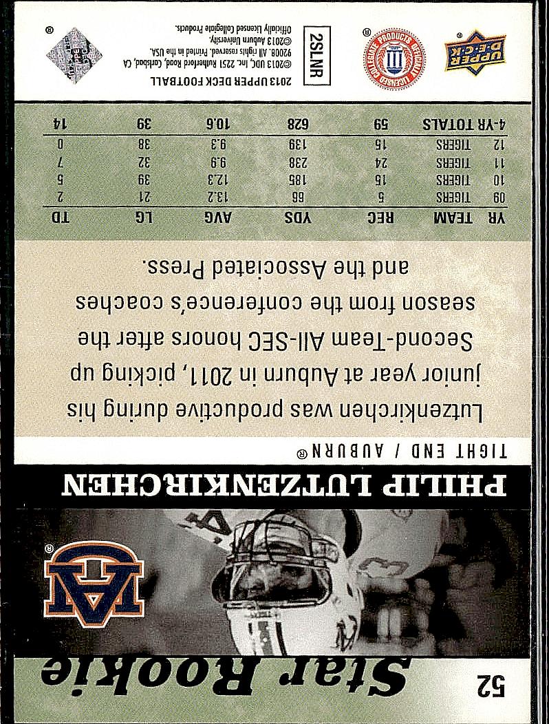 2013 Upper Deck #52 Philip Lutzenkirchen