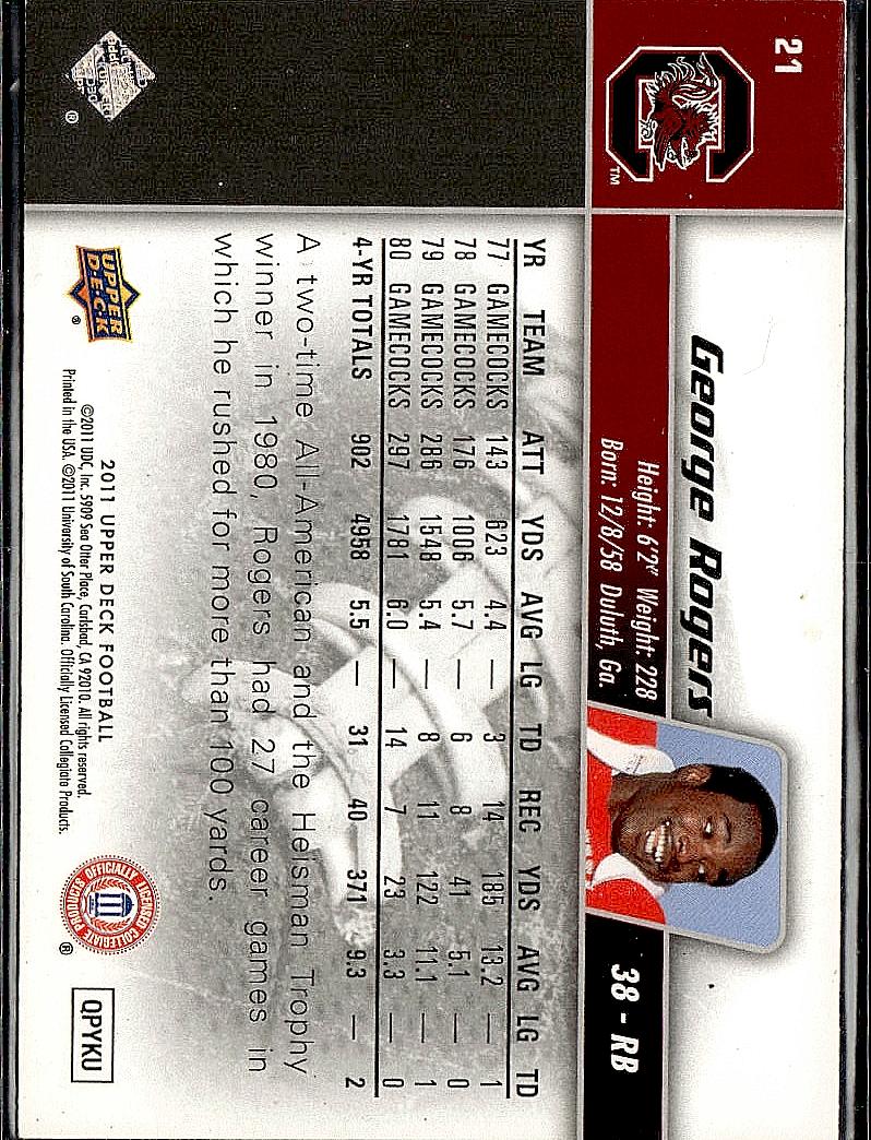 2011 Upper Deck #21 George Rogers