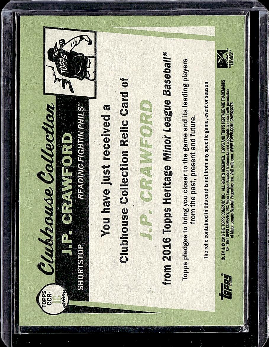 2016 Topps Heritage Minor League J.P. Crawford Clubhouse Collection Relics