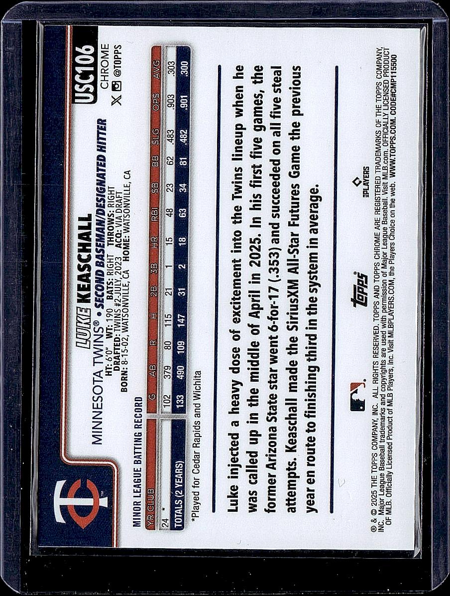 2025 Topps Chrome Update #USC106 Luke Keaschall RayWave Refractor