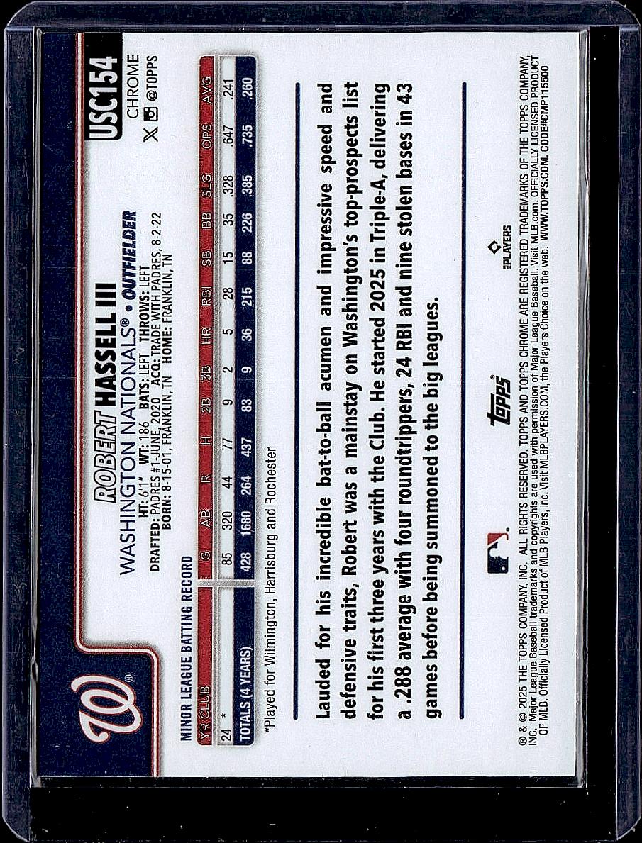 2025 Topps Chrome Update #USC154 Robert Hassell III RayWave Refractor