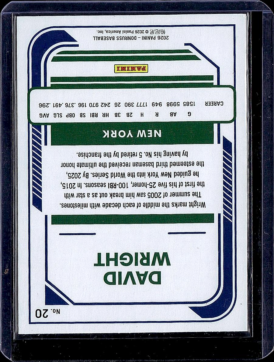 2026 Donruss #20 David Wright Liberty