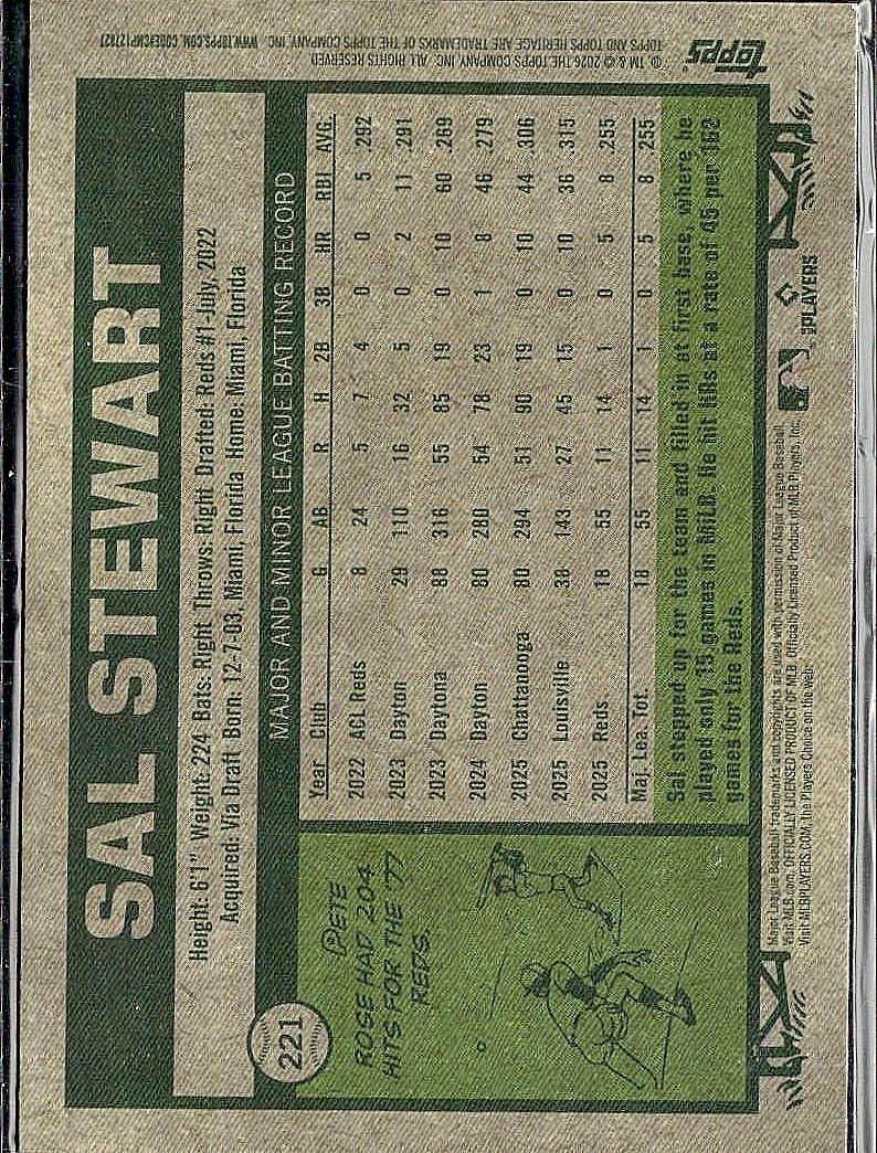 2026 Topps Heritage #221 Sal Stewart Chrome Refractors