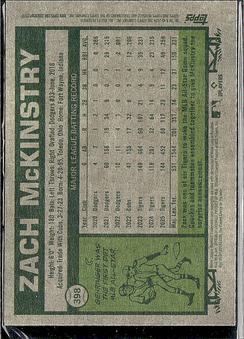 2026 Topps Heritage #398 Zach McKinstry Dark Yellow