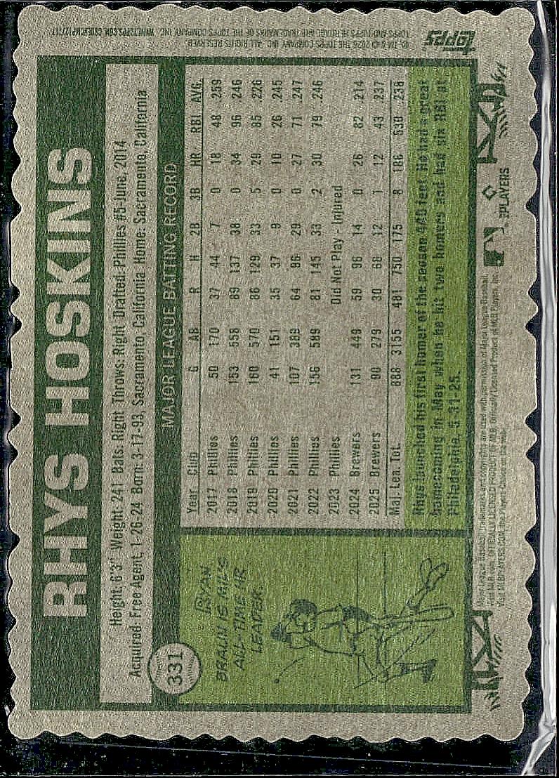 2026 Topps Heritage #331 Rhys Hoskins Deckle Edge
