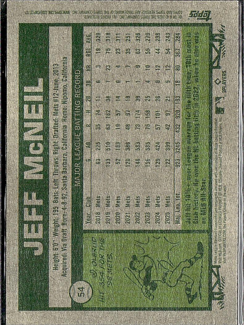 2026 Topps Heritage #54 Jeff McNeil Dark Green