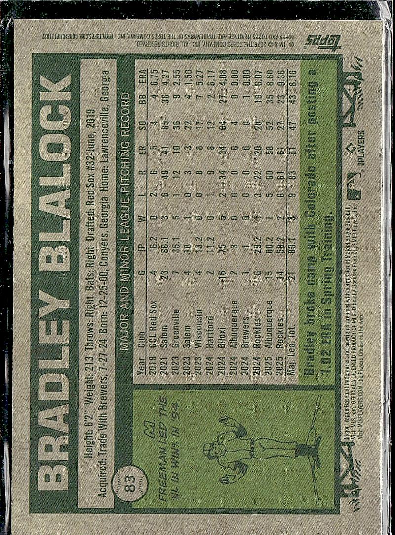 2026 Topps Heritage #83 Bradley Blalock Chrome
