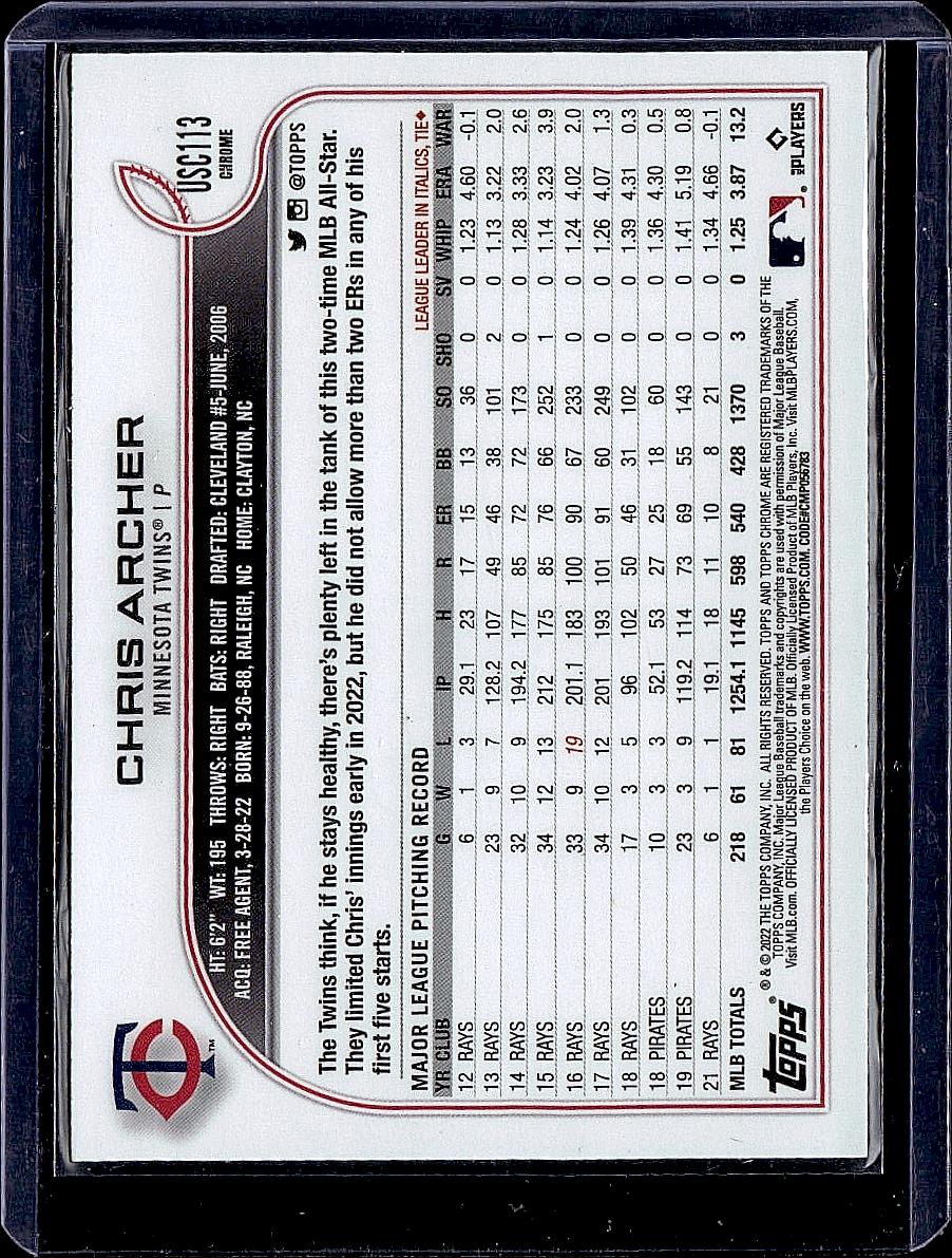 2022 Topps Chrome Update #USC113 Chris Archer Purple Refractor