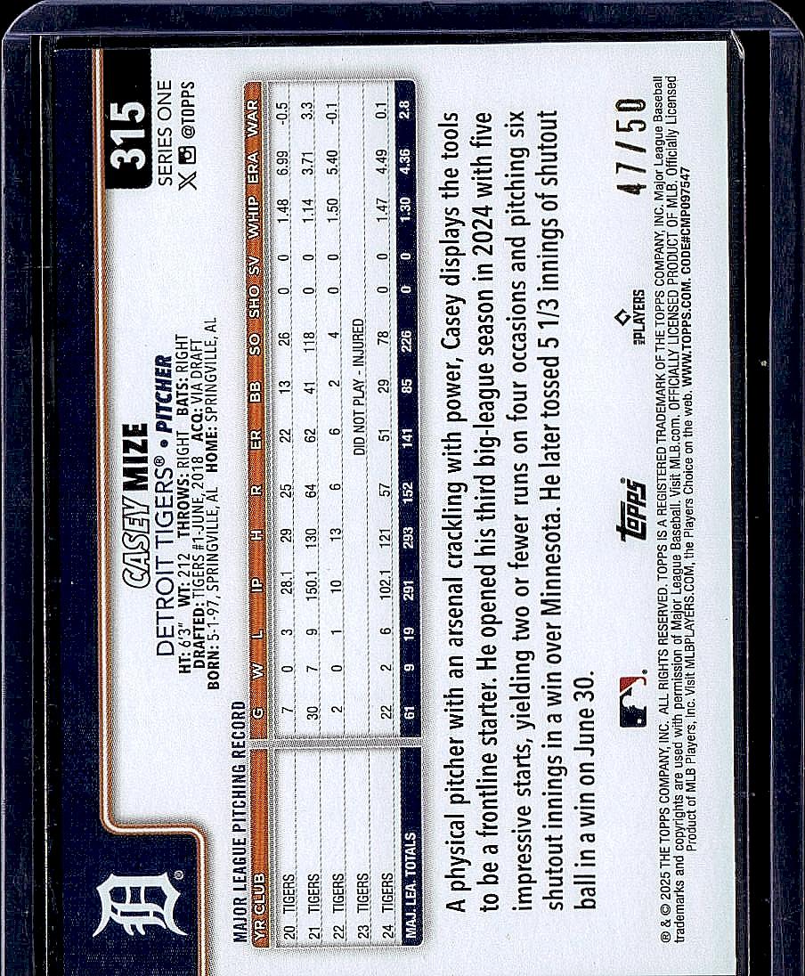 2025 Topps #315 Casey Mize