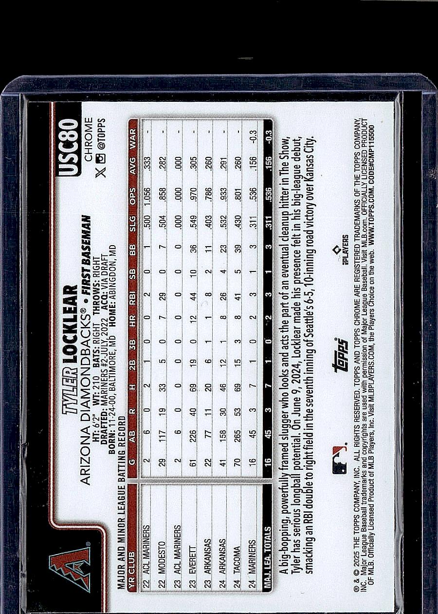 2025 Topps Chrome Update #USC80 Tyler Locklear X-Fractors