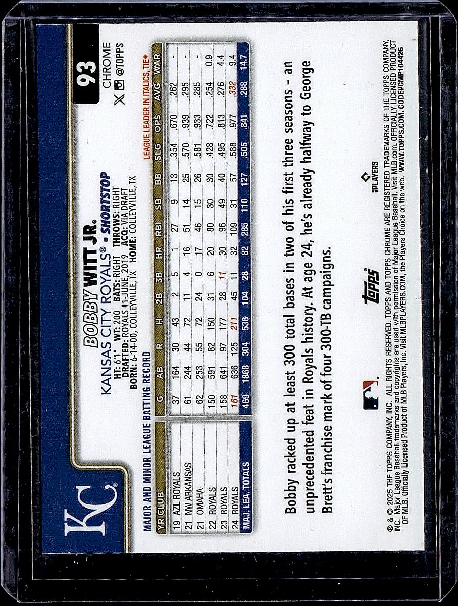 2025 Topps Chrome Bobby Witt Jr. Logo Refactor