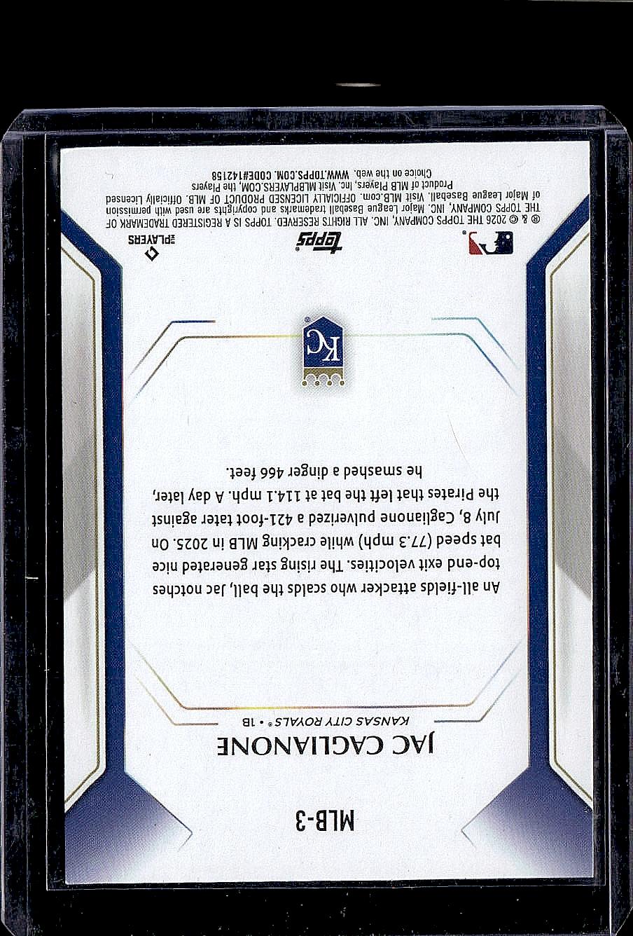 2026 Topps #MLB-3 Jac Caglianone Topps Collector Kit