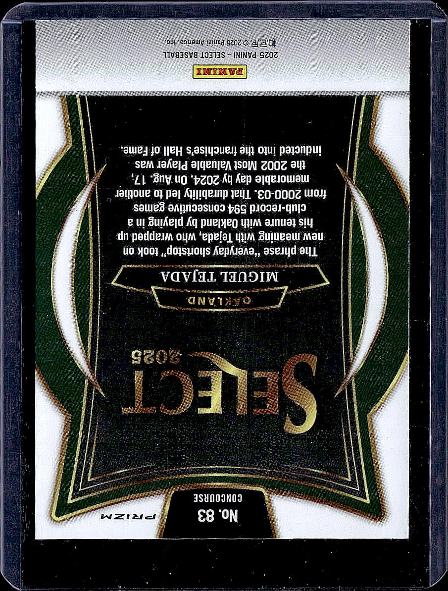 2025 Panini Select #83 Miguel Tejada Red and Green Ice Prizms