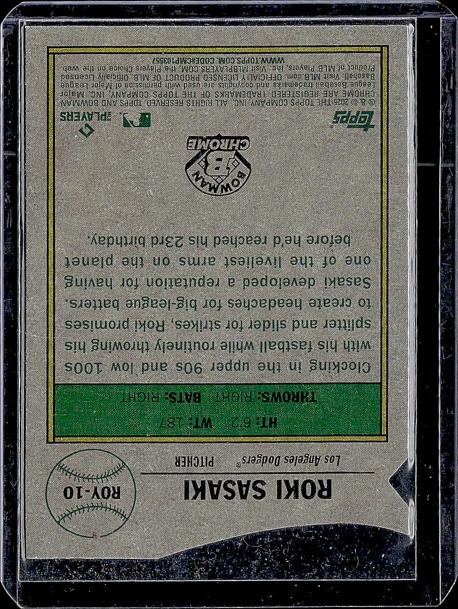 2025 Bowman #ROY-10 Roki Sasaki Rookie of the Year Favorites Mojo Refractor