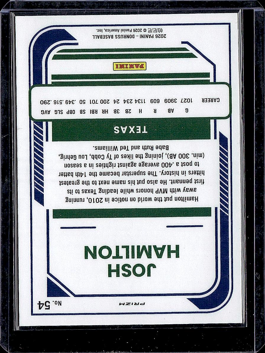 2026 Donruss #54 Josh Hamilton Optic Blue Velocity