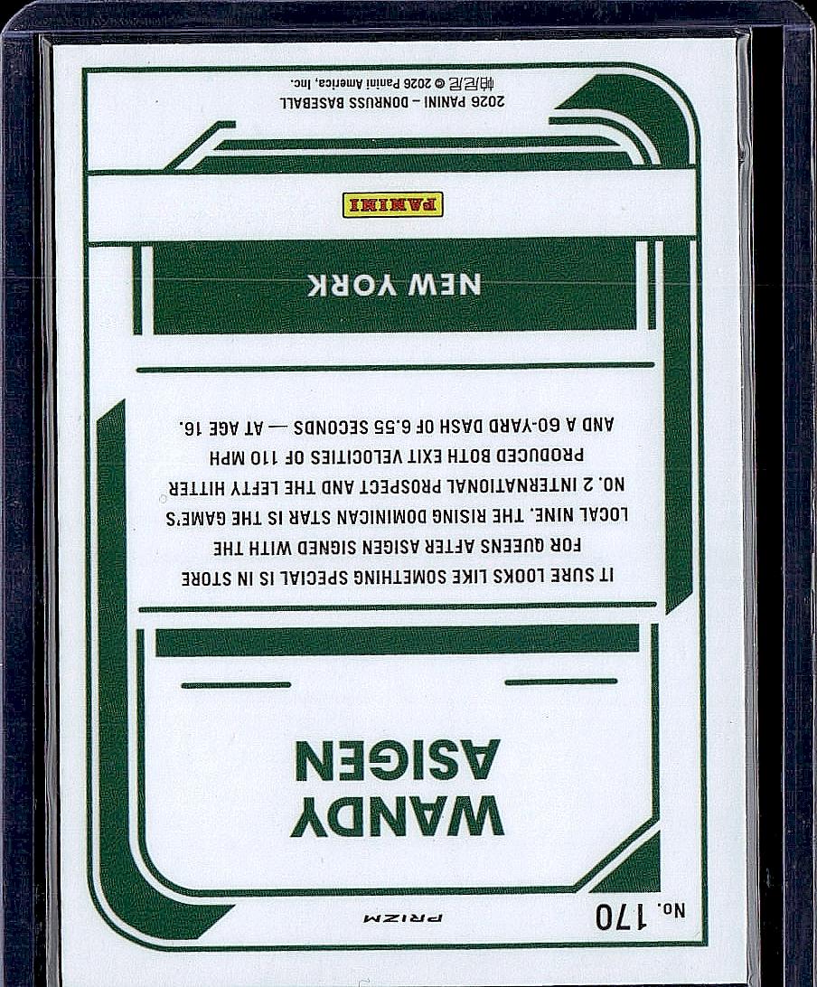 2026 Donruss #170 Wandy Asigen Optic Blue Velocity