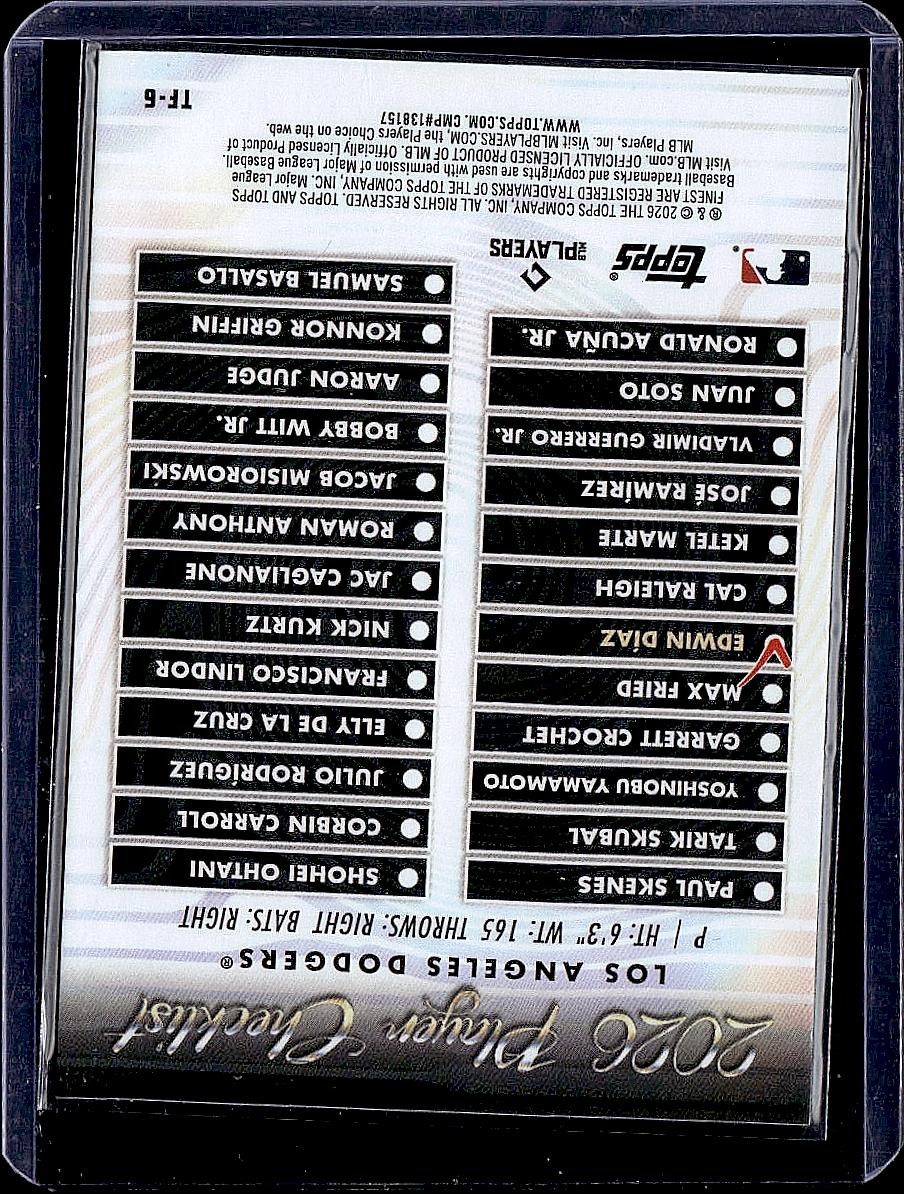 2026 Finest #TF-6 Edwin Díaz Topps Team Finest