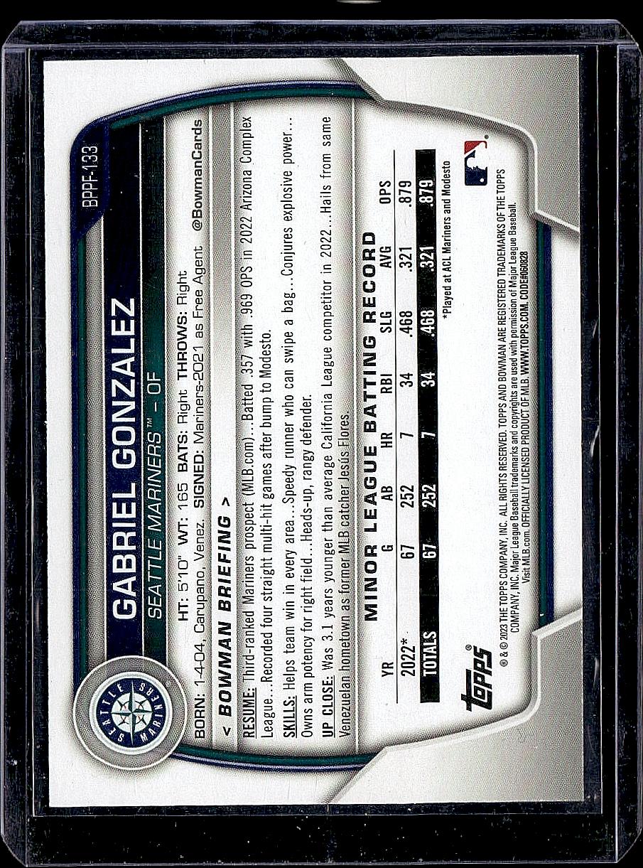2023 Bowman 1st Edition #BPPF-133 Gabriel Gonzalez Gold Foil #/50