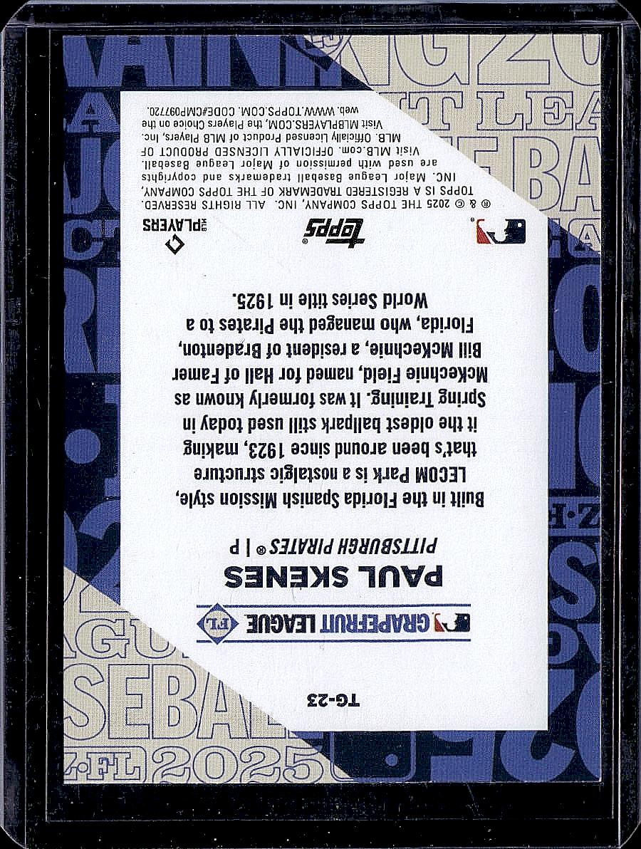 2025 Topps #TG-23 Paul Skenes Training Grounds
