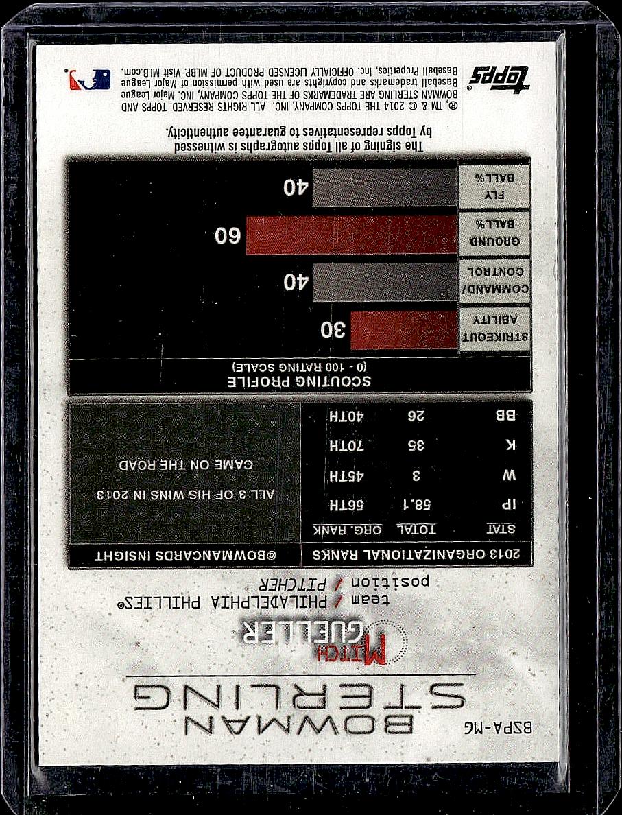 2014 Bowman Sterling #BSPA-MG Mitch Gueller Prospect Autographs
