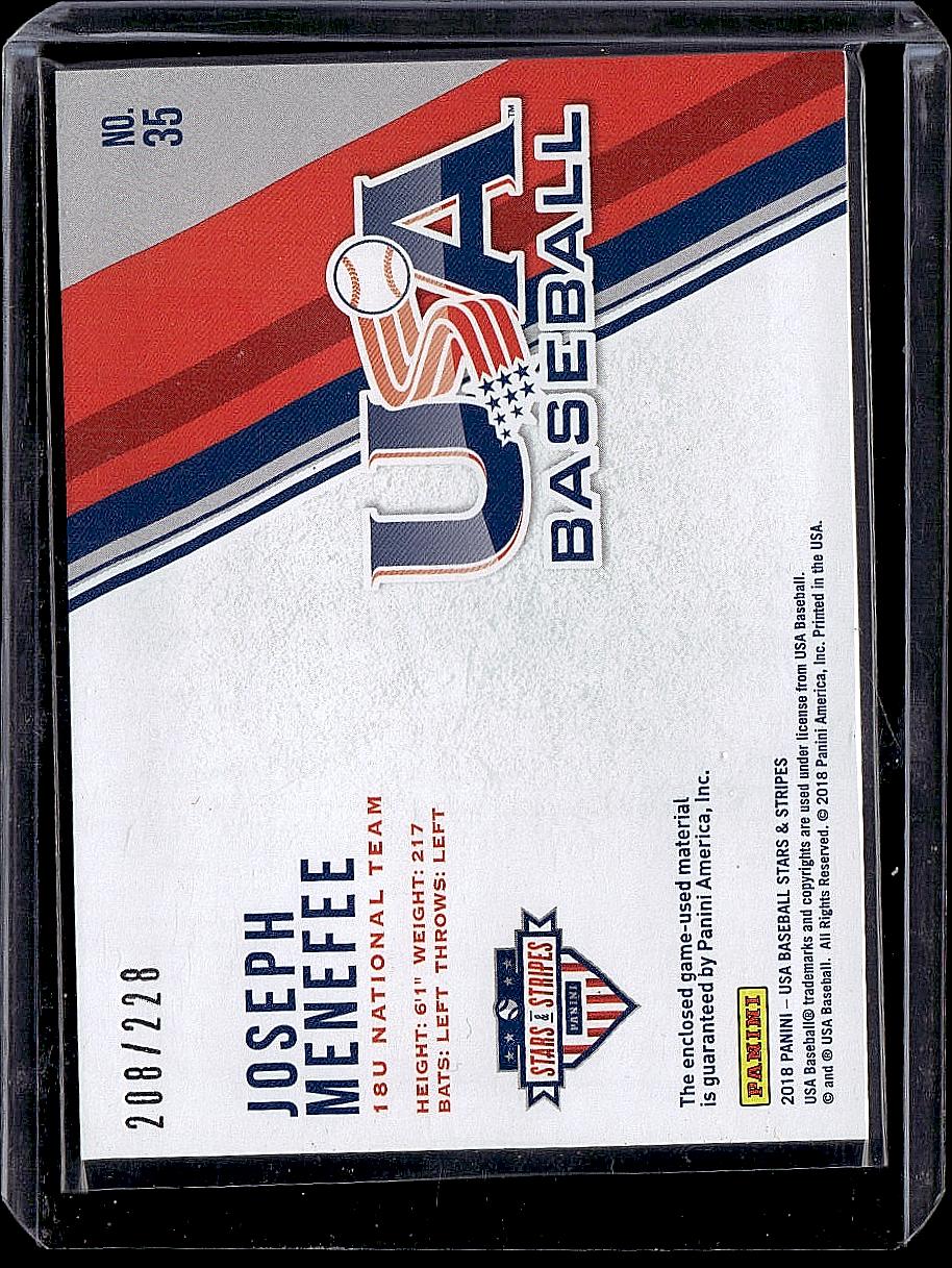 2018 Panini USA Baseball S.S.s #35 Joseph Menefee Jumbo Materials #/228