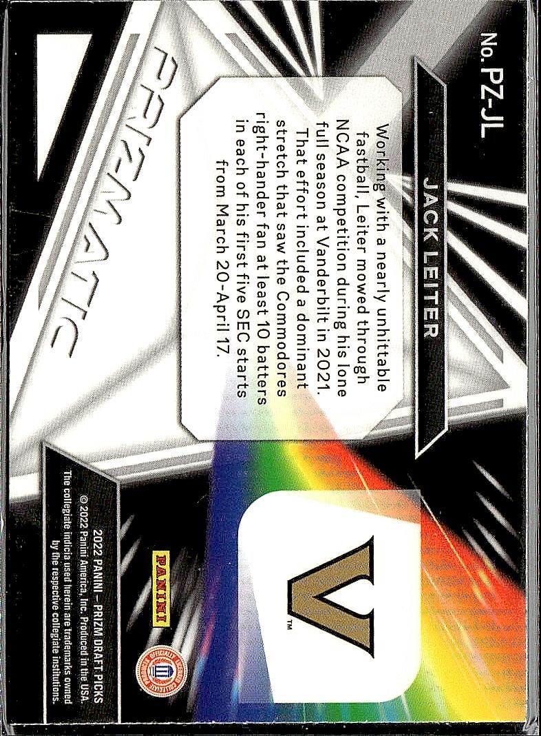 2022 Panini Prizm Draft Picks #PZ-JL Jack Leiter Prizmatic