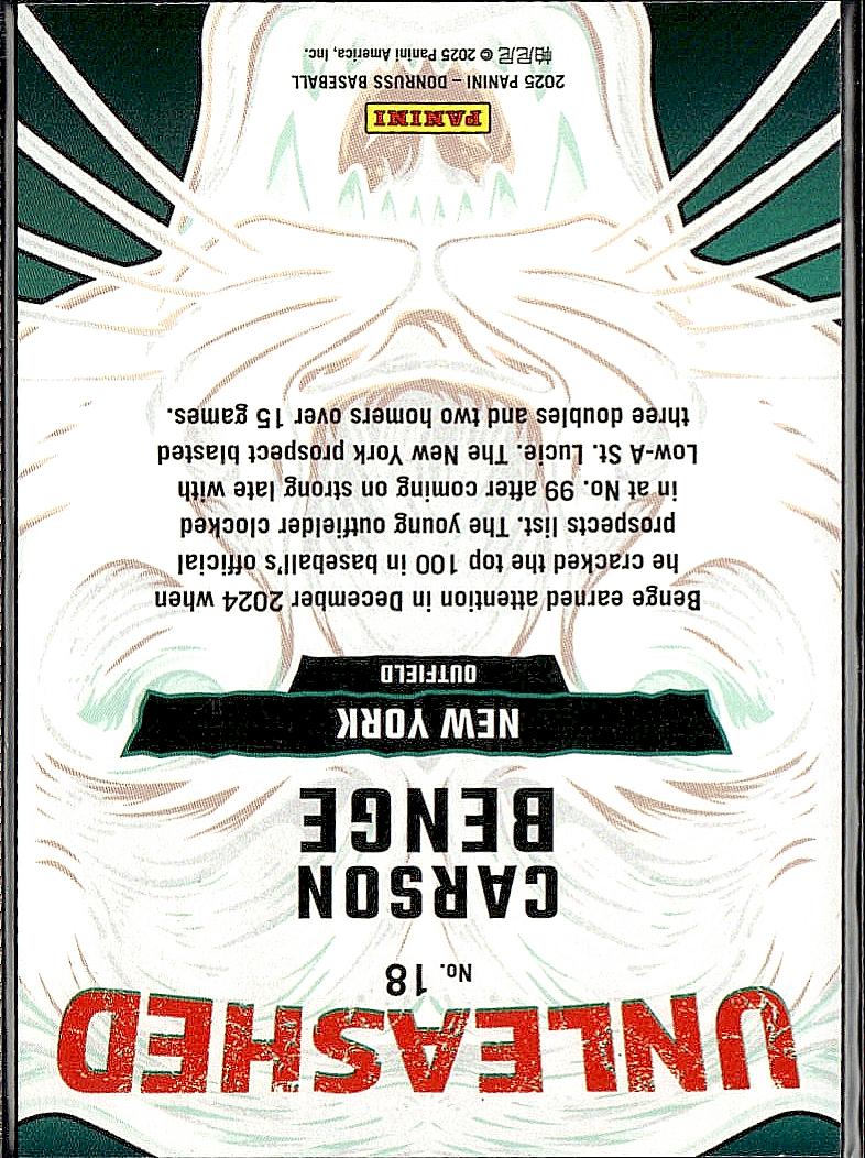 2025 Donruss #18 Carson Benge Unleashed Green Laser