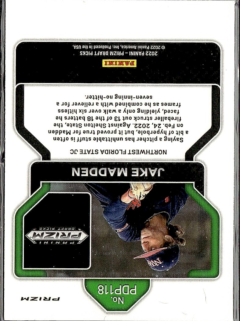 2022 Panini Prizm Draft Picks #PDP118 Jake Madden Black
