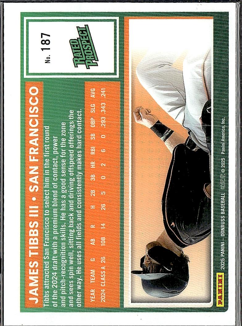 2025 Donruss #187 James Tibbs III Optic