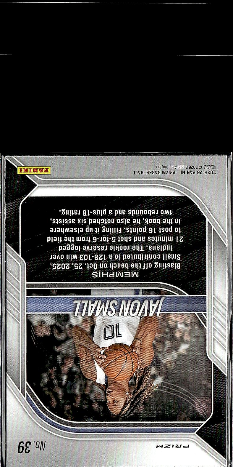 2025-26 Panini Prizm #39 Javon Small Red Ice Prizm