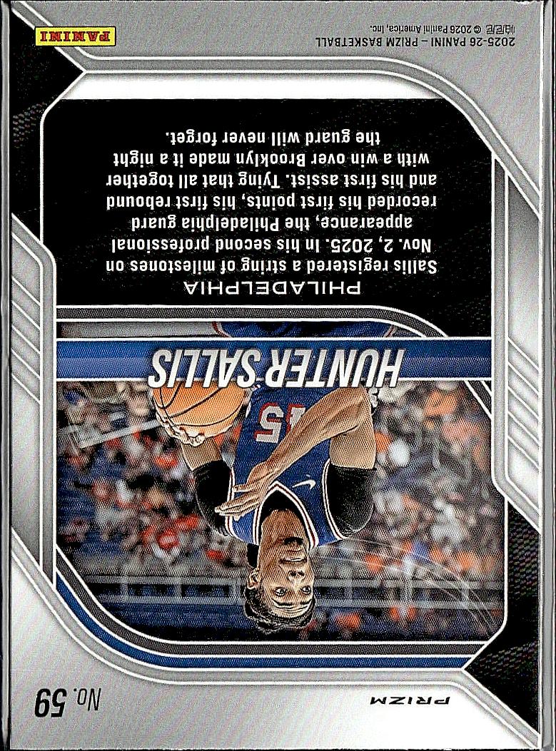 2025-26 Panini Prizm #59 Hunter Sallis Silver Prizm