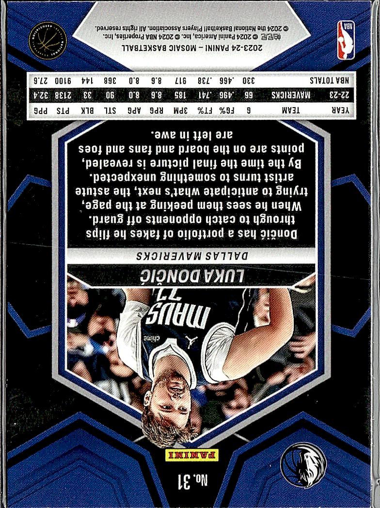 2023-24 Panini Mosaic #31 Luka Doncic