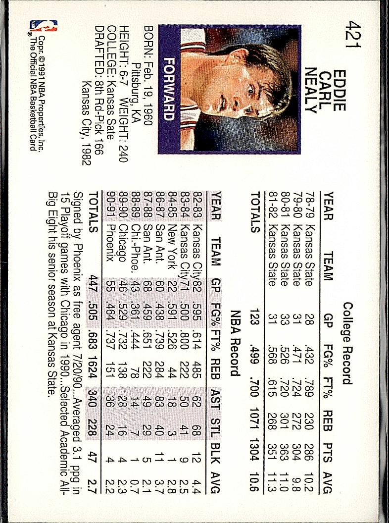 1991-92 Hoops #421 Ed Nealy