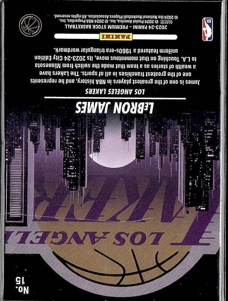 2023-24 Hoops Premium Stock #15 Lebron James City Edition