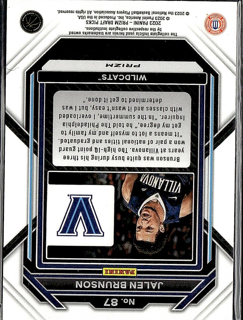2023 Panini Prizm Draft Picks #87 Jalen Brunson Red Ice