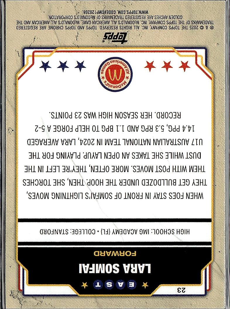 2025 Topps Chrome McDonald's All American #23 Lara Somfai