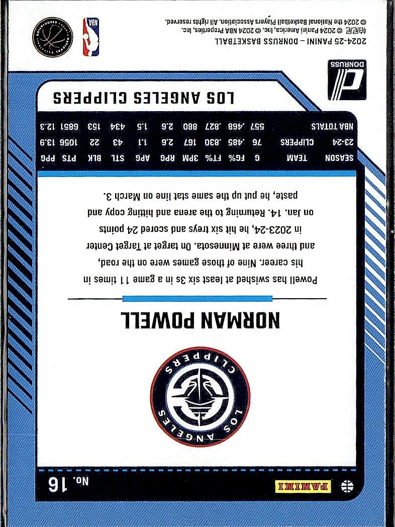 2024-25 Donruss #16 Norman Powell Holo Green Laser
