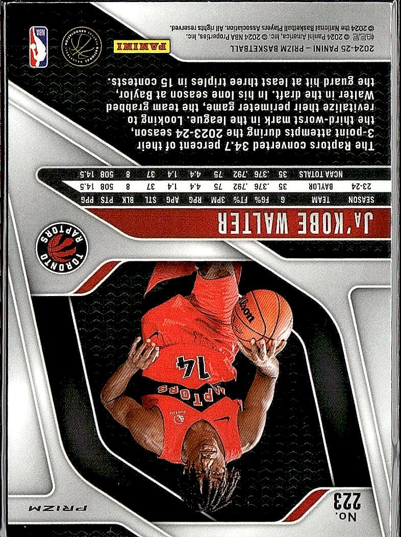2024-25 Panini Prizm #223 Ja'Kobe Walter Prizms Ice