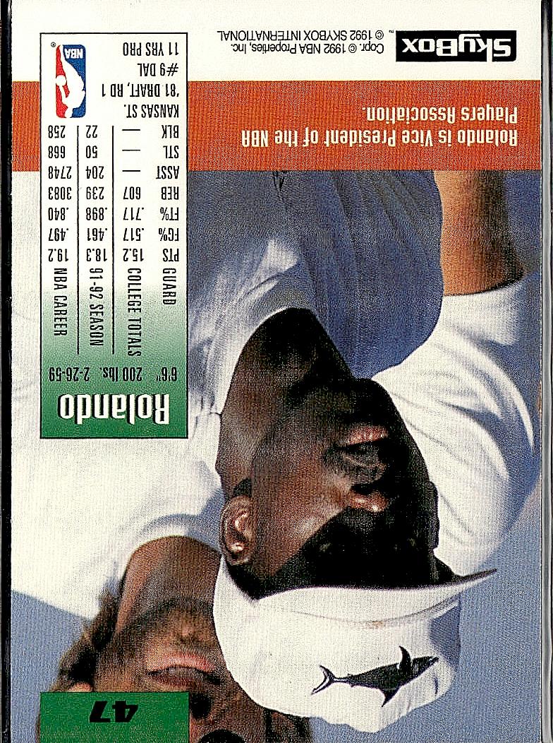 1992-93 SkyBox #47 Rolando Blackman