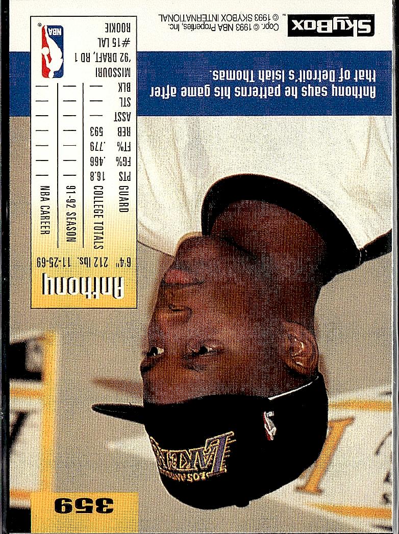 1992-93 SkyBox #359 Anthony Peeler
