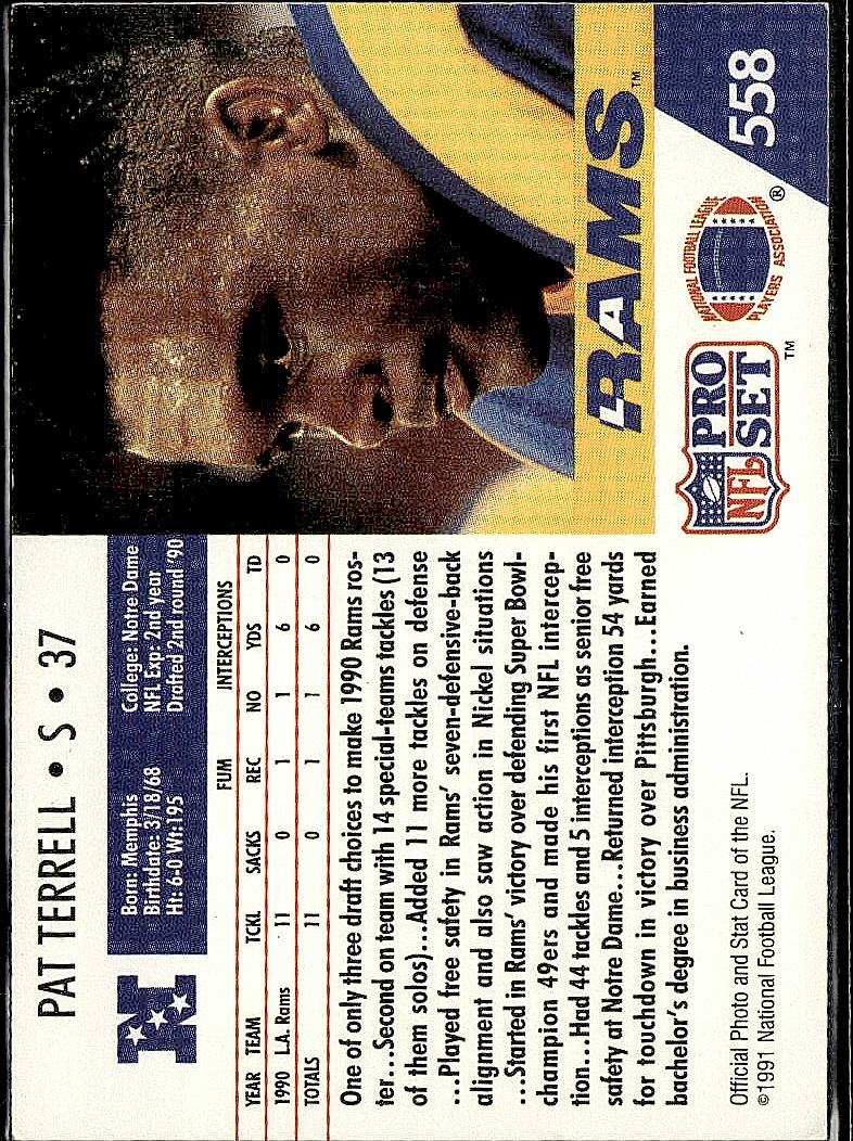 1991 Pro Set #558 Pat Terrell