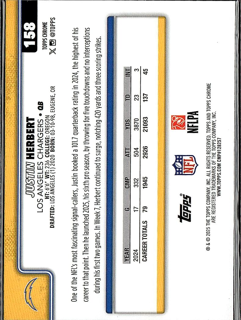 2025 Topps Chrome #158 Justin Herbert